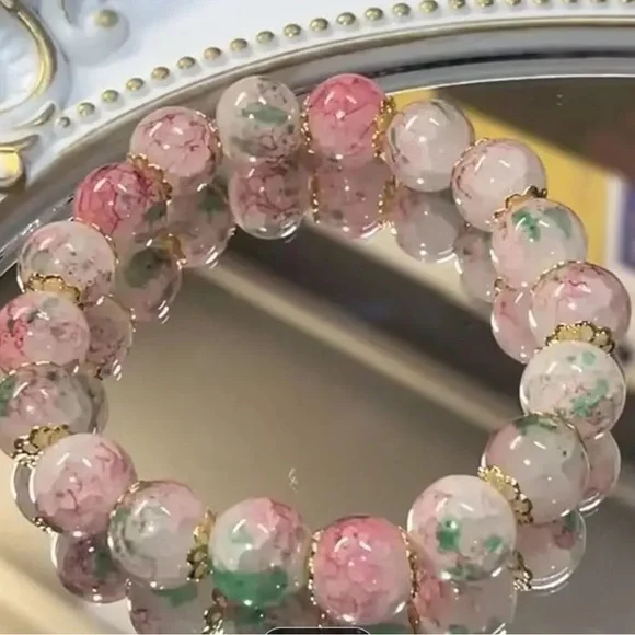 NWT! Fashion Cherry Blossom Glass Bracelet, Gradient Color Hand string set. - Picture 2 of 4